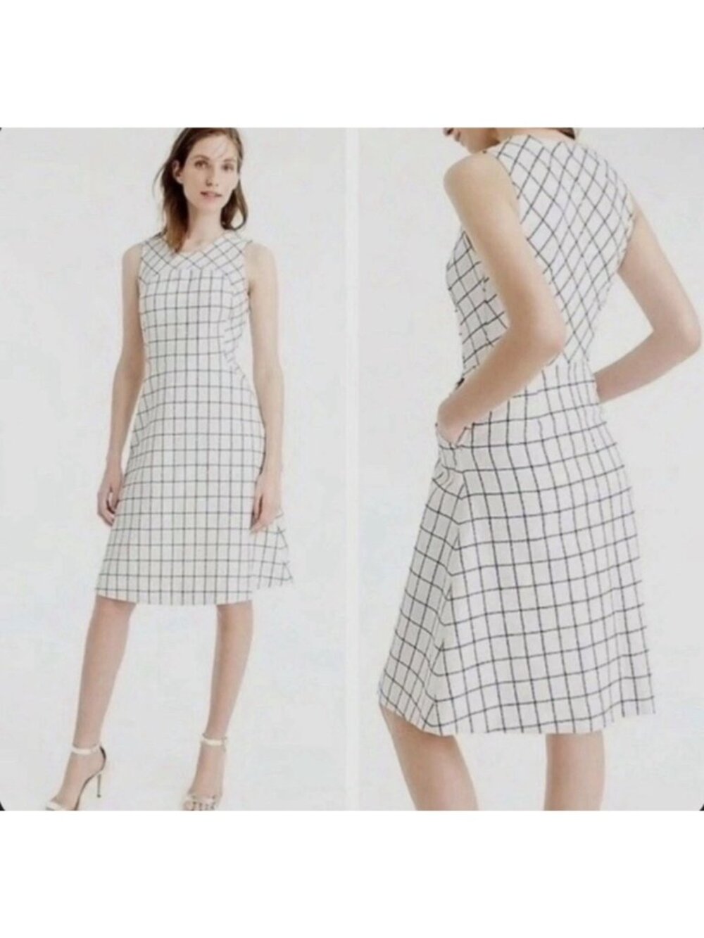 J CREW WINDOW PANE TWEED SLEEVELESS DRESS WOMENS SIZE 8T